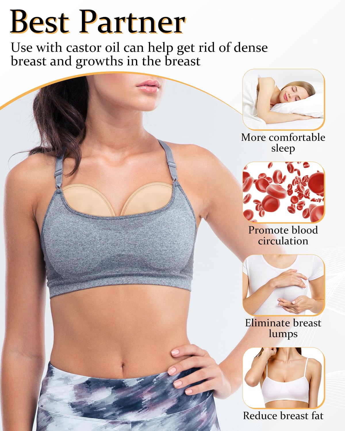 Reusable Castor Oil Breast Wrap Pads 2 Pack