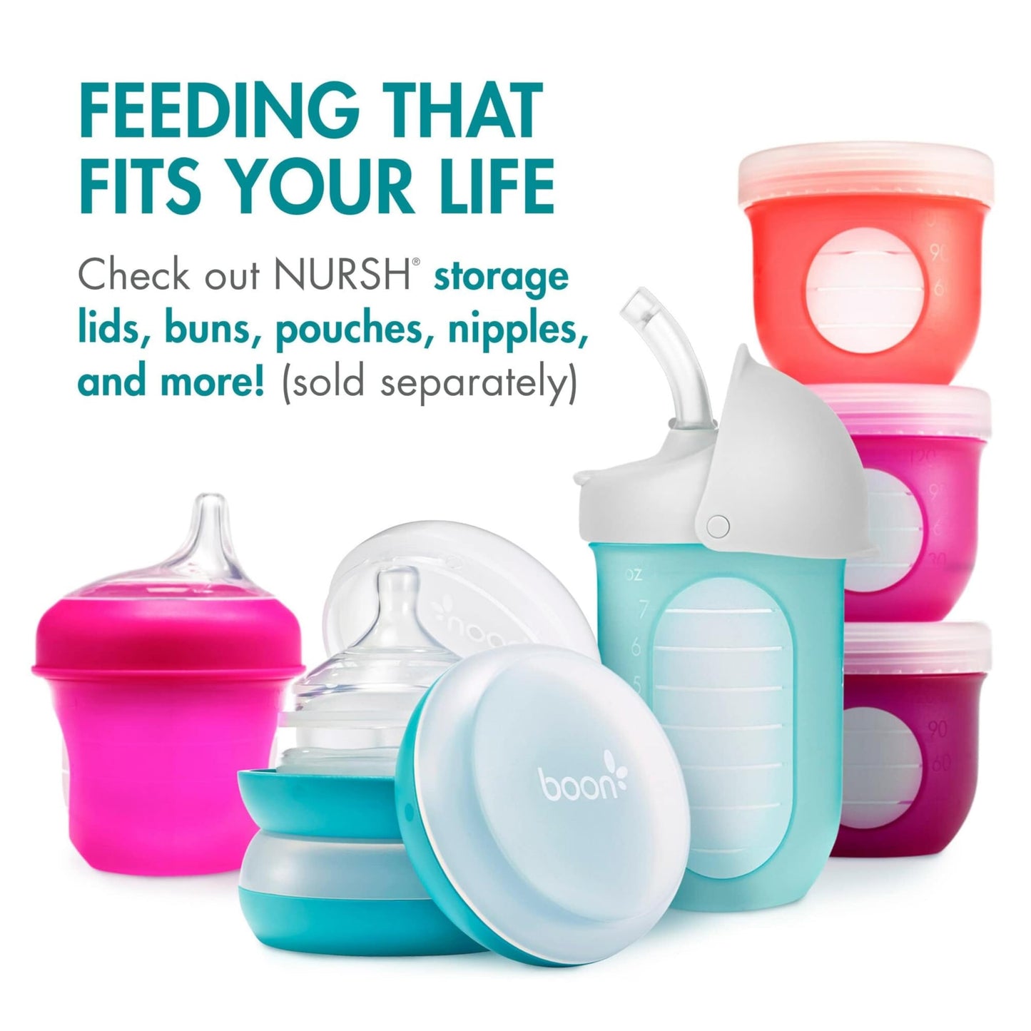 Boon Nursh Reusable Silicone Pouch Baby Bottles