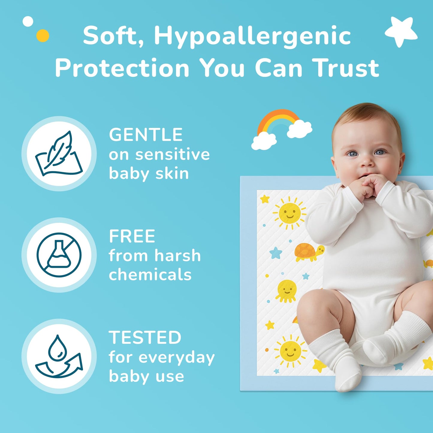 Disposable Baby Changing Pads Waterproof 50 Pack