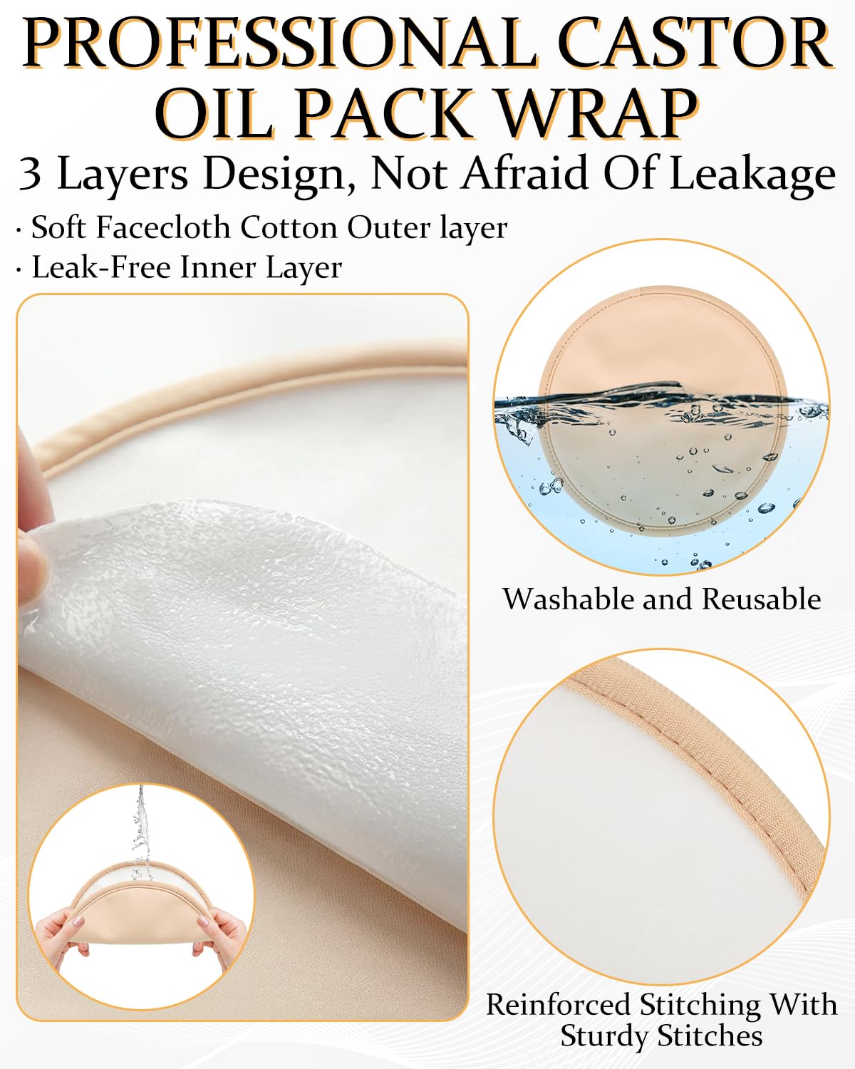Reusable Castor Oil Breast Wrap Pads 2 Pack