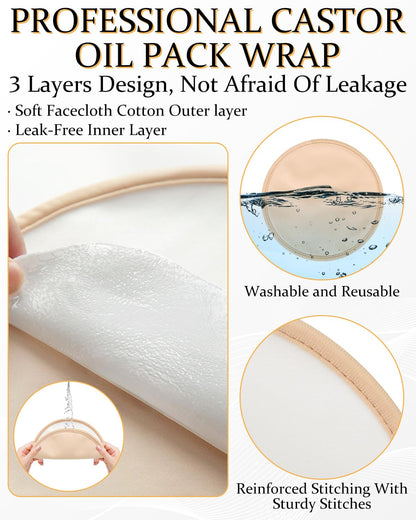 Reusable Castor Oil Breast Wrap Pads 2 Pack