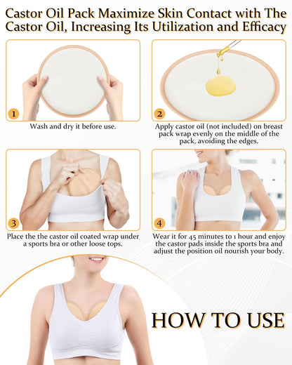 Reusable Castor Oil Breast Wrap Pads 2 Pack