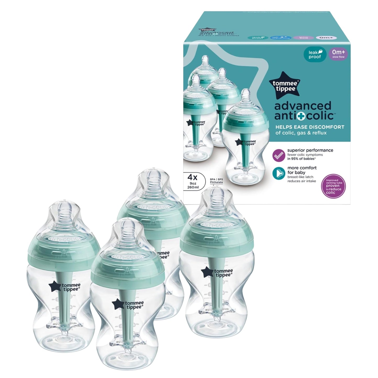 Advanced Anti Colic Baby Bottles Slow Flow 9oz